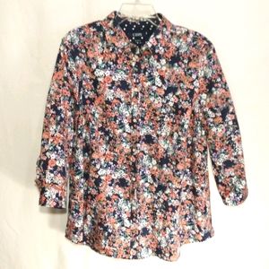 CHAPS Womens shirt, Large, red/navy floral